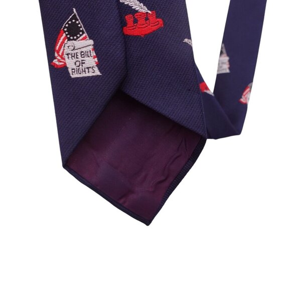 Unbranded Tie OS Blue Embroidered Bill Of Rights USA Flag Patriotic Adjustable - Picture 6 of 8